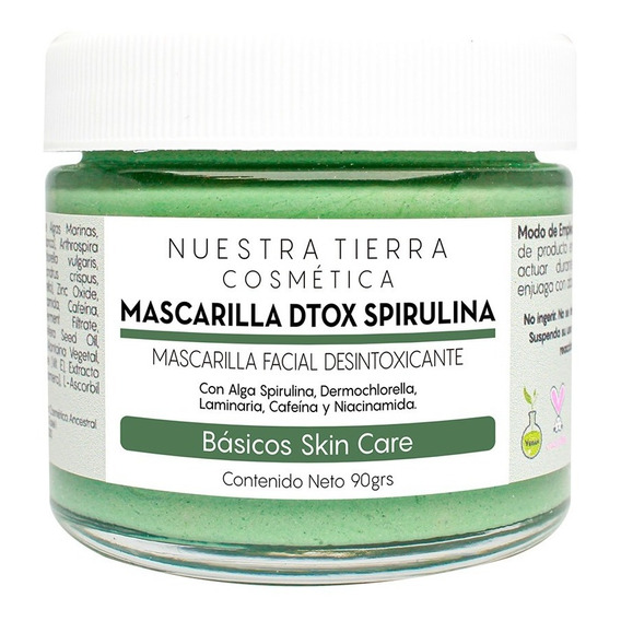 Nuestra Tierra Cosmética mascarilla desintoxicante spirulina y fermento de algas para todo tipo de piel