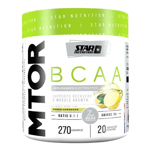 Bcaa Mtor 8.1.1 Star Nutrition Glutamina Electrolitos X 270g Sabor Green Lemonade