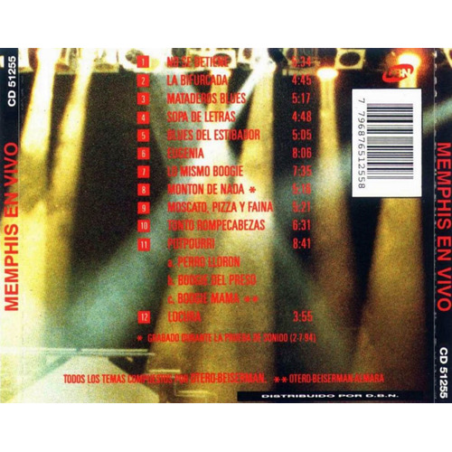 Cd Memphis La Blusera En Vivo 1994 Gran Rex Open Music D