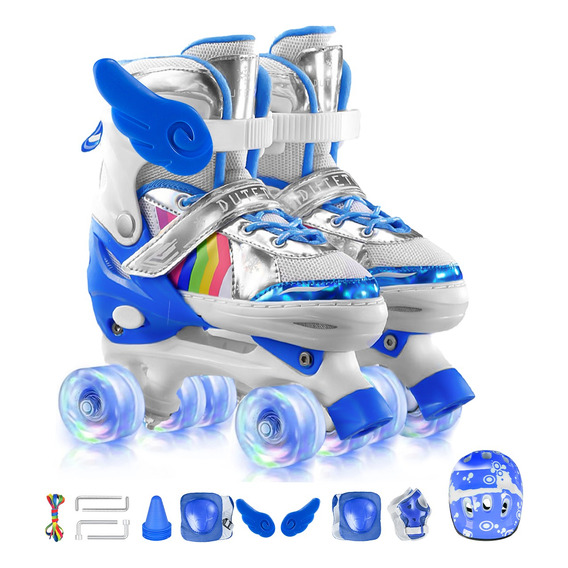 Patines 4 Ruedas Talla Ajustable Niño Niña Luz Led + Regalo