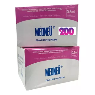 Jeringa .5ml Insulina 200pz Medneu 31g 8mm 