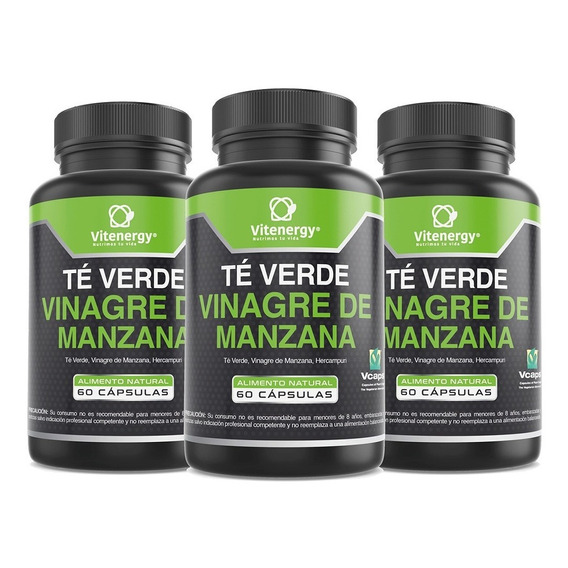 Te Verde + Vinagre Manzana Premium - Detox Depurador X 3