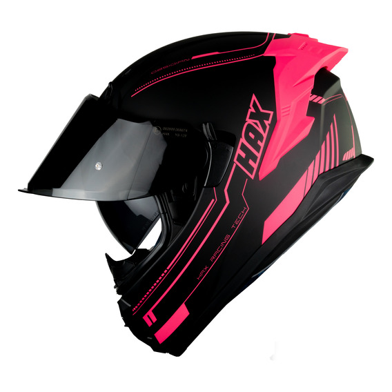 Casco Moto Hax Obsidian 2.0 Negro Rosa