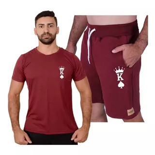 Conjunto Masculino Rei De Espada Camiseta Algodão E Bermuda