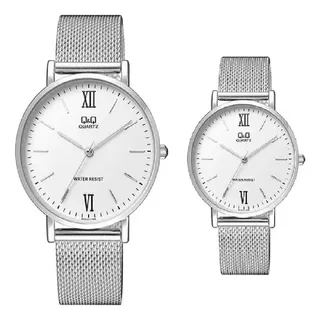 Relojes Pareja Qyq Acero Análogos Quartz Q&q Estuche Lujo