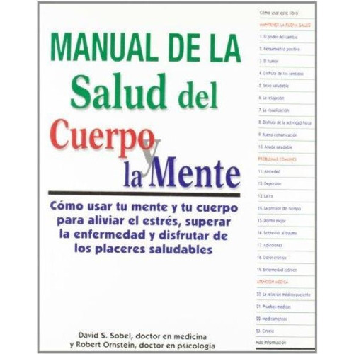 Oka) Manual De La Salud Del Cuerpo Y La Mente, De Sobel David. Editorial Kairos, Tapa Blanda En Español, 1900