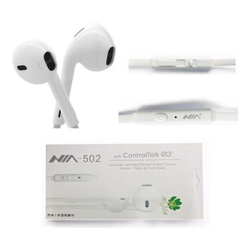 Auriculares Con Micrófono Nia 502 Controltalk Control Volume Color Blanco