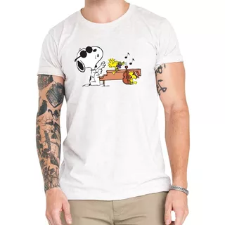 Polera Snoopy Woodstock Pianista Algodón Organico Cb15