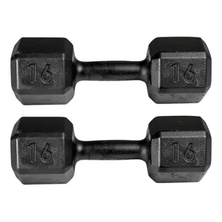 Par De Halter Dumbbell Sextavado Pintado 16kg - Total 32kg