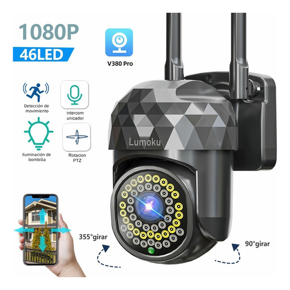Cámara de seguridad  Lumoku Cámara de videovigilancia Wireless con resolución de 2MP visión nocturna incluida negra