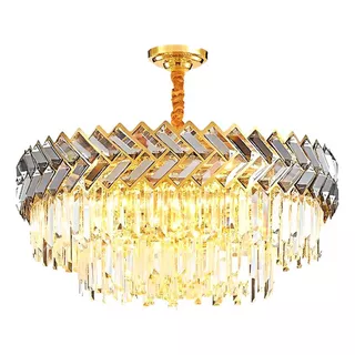 Lámpara Candil Gold Plata Lujo Moderno 60cm Cristal Benkel Color Dorado