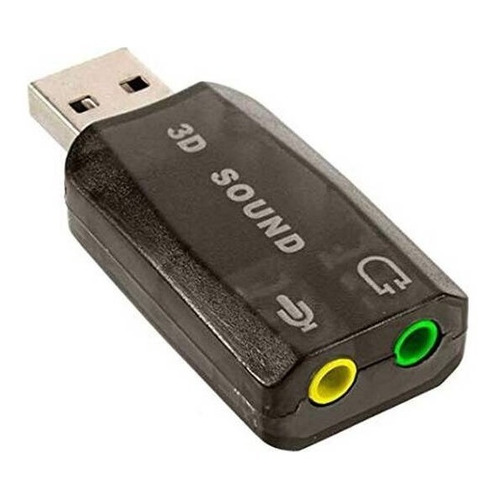 Tarjeta De Sonido Usb A 3.5mm Adaptador 5.1 Sonido 3d / Pc Color Negro