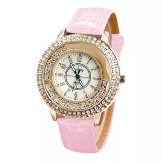 Reloj Dama Cristal Bolitas Metal Mujer Moda Tacto Piel A973