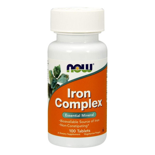 Now Foods Iron Complex Complejo De Hierro 100 Tabletas Sfn Sabor Sin sabor