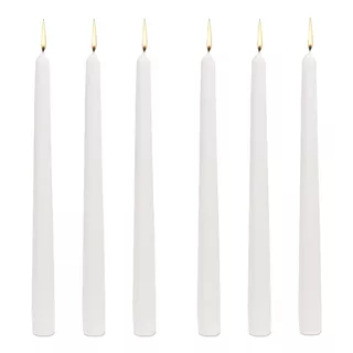 6 Velas Largas Blancas 35cm Para Candelabro O Candil Aluzza