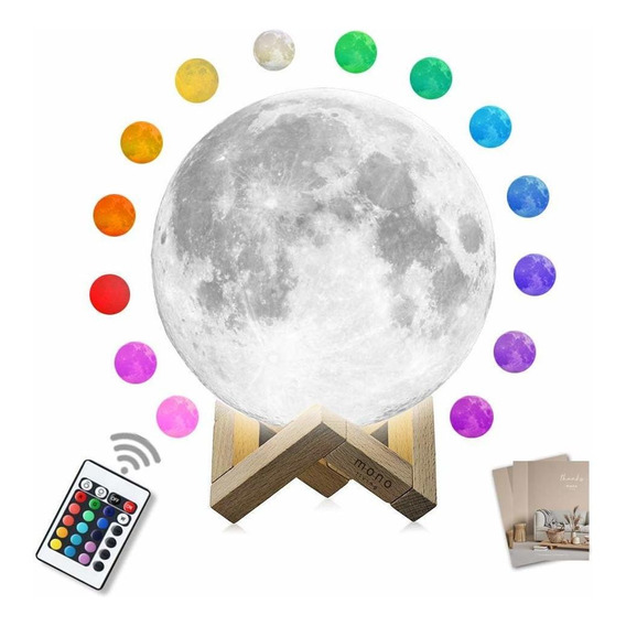Lámpara De Luna 16 Colores Contról Remoto -recargable Color de la estructura Marrón claro