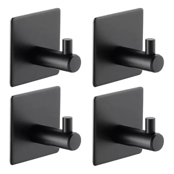 Ganchos Adhesivos Colgador Perchero Baño Cocina Acero Inox Color Negro