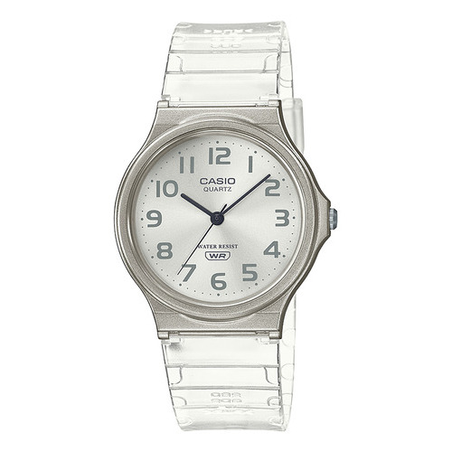 Reloj Casio Mq-24s Transparente Resina Color de la malla Blanco Color del bisel Blanco Color del fondo Blanco
