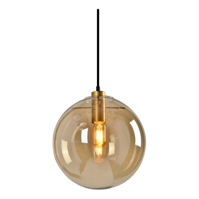 Colgante Caramel Ambar 1 Luz Apto Led Vidrio 20cm Cie