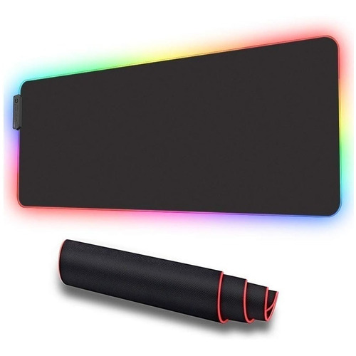 Mouse Pad Gamer Luz Led Rgb Retroiluminado Usb 80x30cm Noga Color Negro