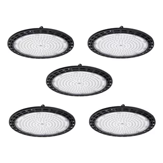 Campana Industrial Ufo 200w Luz Blanca Fria 5 Piezas Color Negro