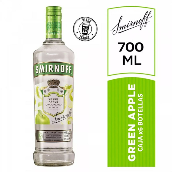 Vodka Smirnoff Green Apple X6 Botellas 