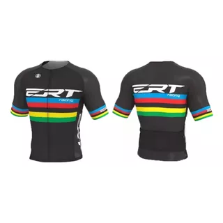 Camisa Elite Ert Campeão Mundial Ciclismo Preta Slim Fit