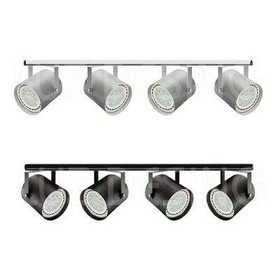 Riel 1 Metro 4 Luces Spot Cabezal Cilindro Blanco Apto Ar111