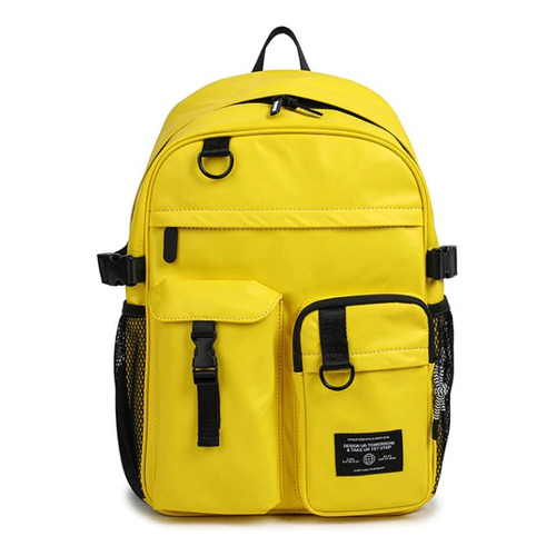 Mochila Espalda Multibolsillo Neutra 17 Naval FS52 Chimola Color Yellow-amarillo Diseño De La Tela Liso