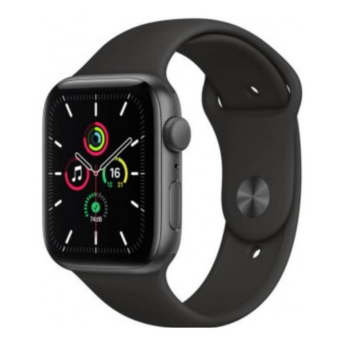 Apple Watch SE (GPS, 44mm) - Caja de aluminio color gris espacial - Correa deportiva Negra