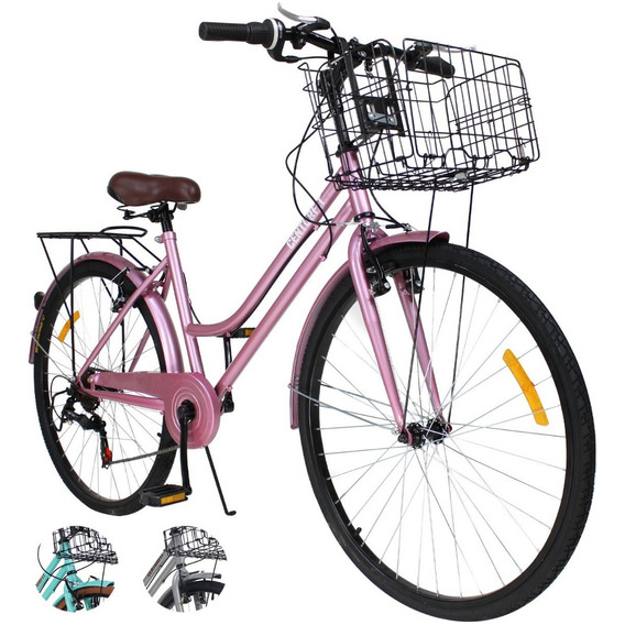 Bicicleta Urbana Vintage De Paseo R26 Frenos V-brakes 7vel Color Rosa