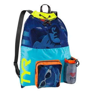 Mochila Natação Big Mesh Mummy 40 Litros Backpack Tyr Cor Azul/amarelo