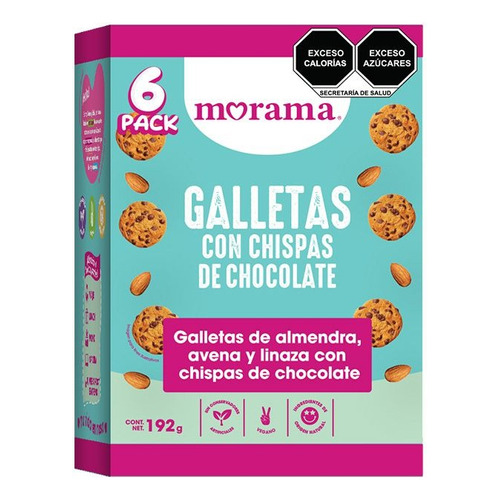 Galletas Morama Chispas Chocolate Almendra Avena Linaza 6 Pz