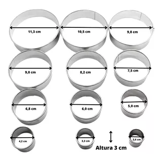 Aro Cortador Baixo Forma Modelar 12 Tamanhos Aço Inox Caixa