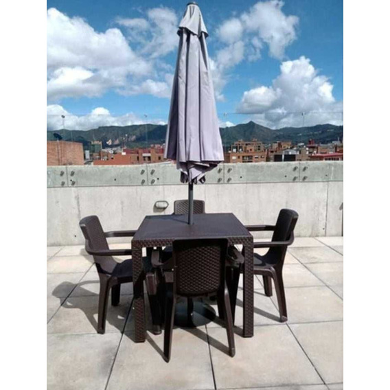 Juego De Mesa Rimax. Con Parasol 3mts De Diametro Base Acero