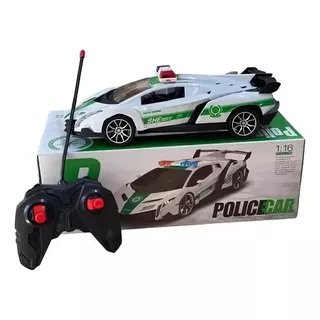 Auto Radio Control Policía A Pila Escala 1:16 28 Cm Color Único