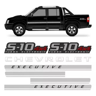 Kit Adesivo Lateral S10 Executive 4x4 Turbo Vermelho Prata