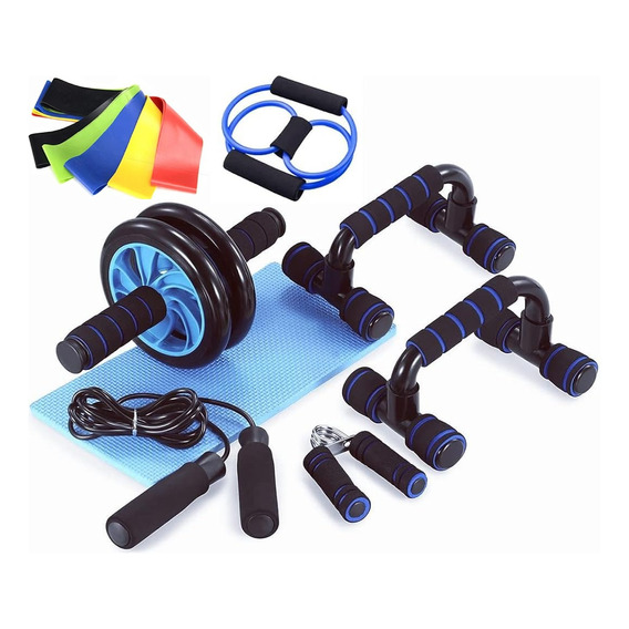 Kit Ejercicio 12 Rodillo Abdominal Barras Push-up Ejercitado