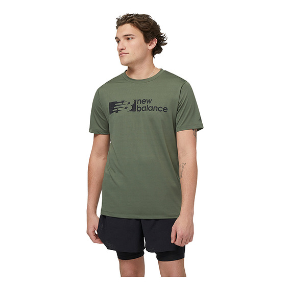 Remera New Balance Tenacity Graphic De Hombre - Mt3107 Flex