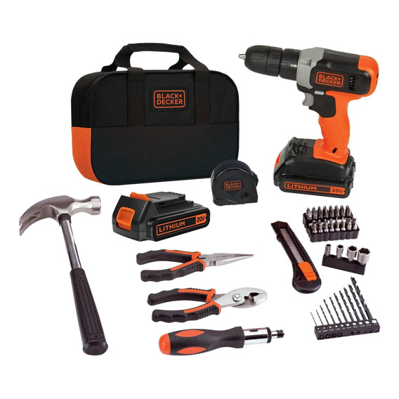 Kit Taladro Atornillador 20v Máx + 54 Piezas Black+decker