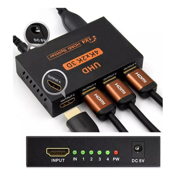 Hdmi Splitter 1 Entradas 4 Salida Divisor Amplificador 1080p