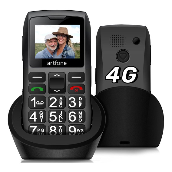 Artfone 4g Liberado Celular Senior, Teléfono Móvil Desbloqueado Para Personas Mayores, Con Base De Carga, Con Botón Sos, Botones Grandes, Gran Volumen