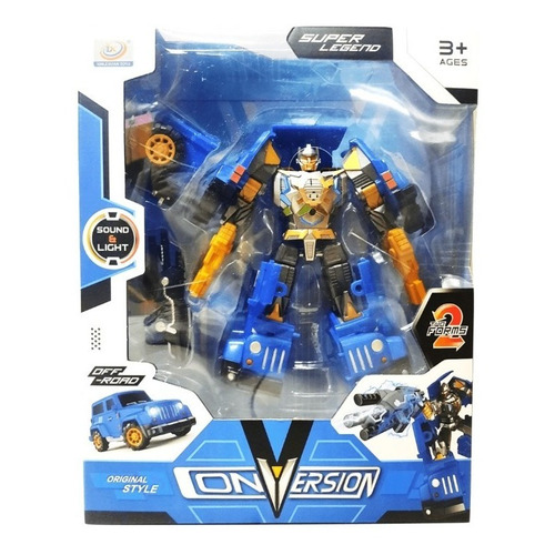Auto Robot 25cm Transformers Conversion Luz Sonido 4369 Color Azul