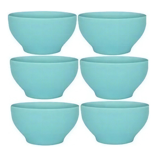 6 Bowls Ceramica Oxford Cerealero Sopa Tazon 600ml Color Celeste