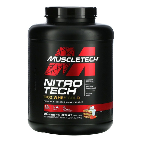 Suplemento en polvo MuscleTech  Nitro Tech 100% Whey Gold proteína sabor strawberry en pote de 2.28kg