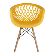 Cadeira De Jantar Empório Tiffany Web, Estrutura De Cor  Amarelo, 4 Unidades