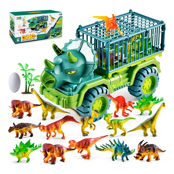 Camión De Dinosaurio Grande Transporte +21 Figuras - El Rey
