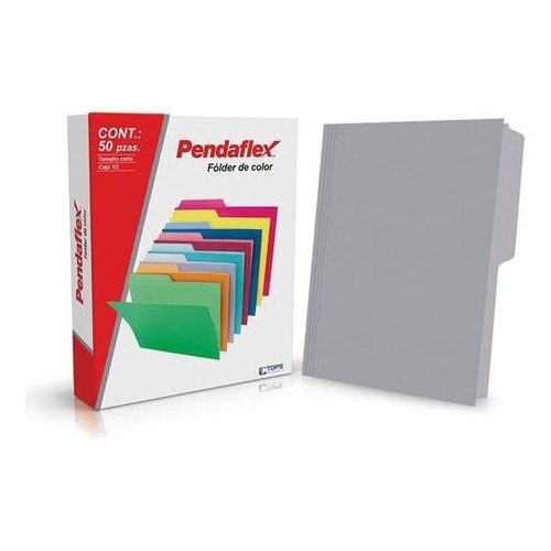 Folder Tamaño Carta Pendaflex Tipo 1/2 Ceja Color Gris 50 P