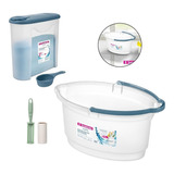 Kit Balde Oval Porta Sabão Em Pó Com Dosador Casa Limpeza Cor Transparente