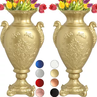 2 Vasos Veneza Ânfora 30cm Cerâmica Decoração Luxo Top 